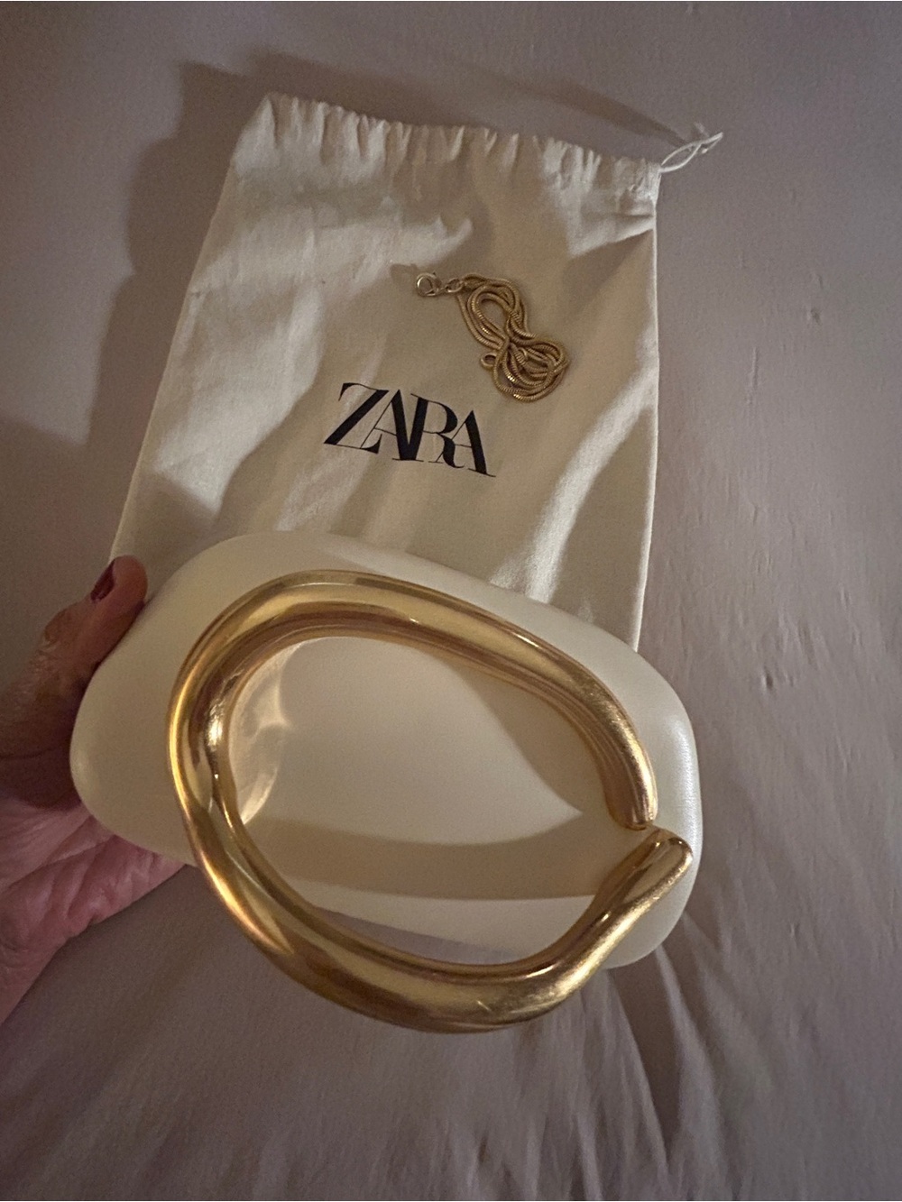 Zara Cream Clutch Bag